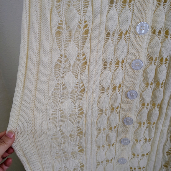 Vintage Style Women's Cream Open Knit Lace Button Front Maxi Dress Fits M/L - Picture 15 of 16